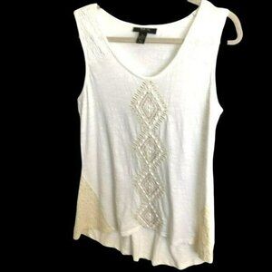 Style & Co NWOT Bohemian Style Tank Top Dressy Cotton Women's Size Medium Ivory